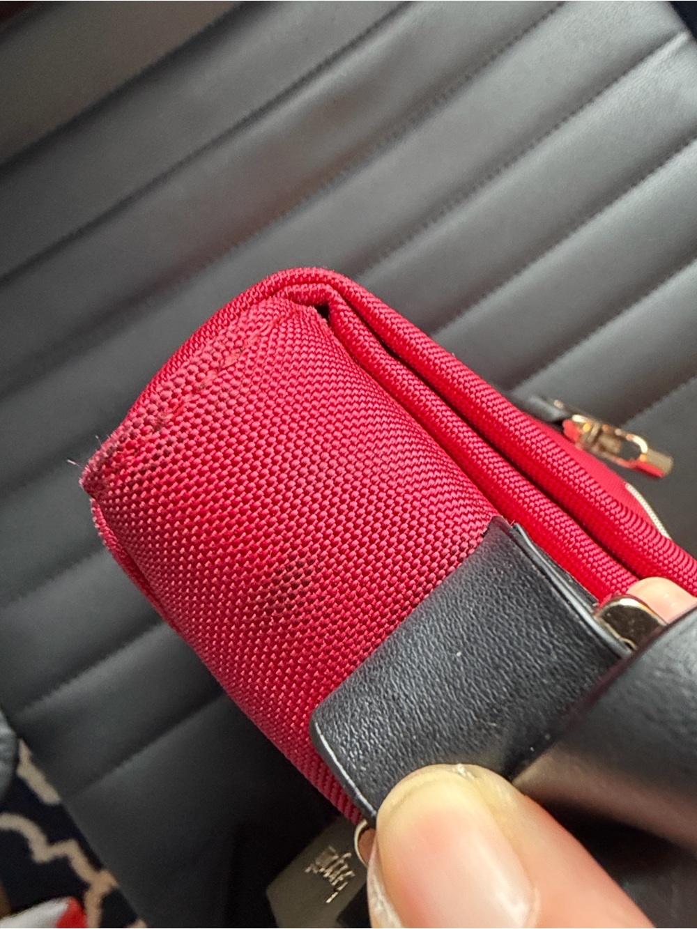 Bugatti Red Crossbody Bag with Black Strap and Gold Buckle - Picture 8 of 9